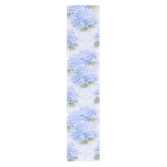 Blue Hydrangea Floral Table Runner