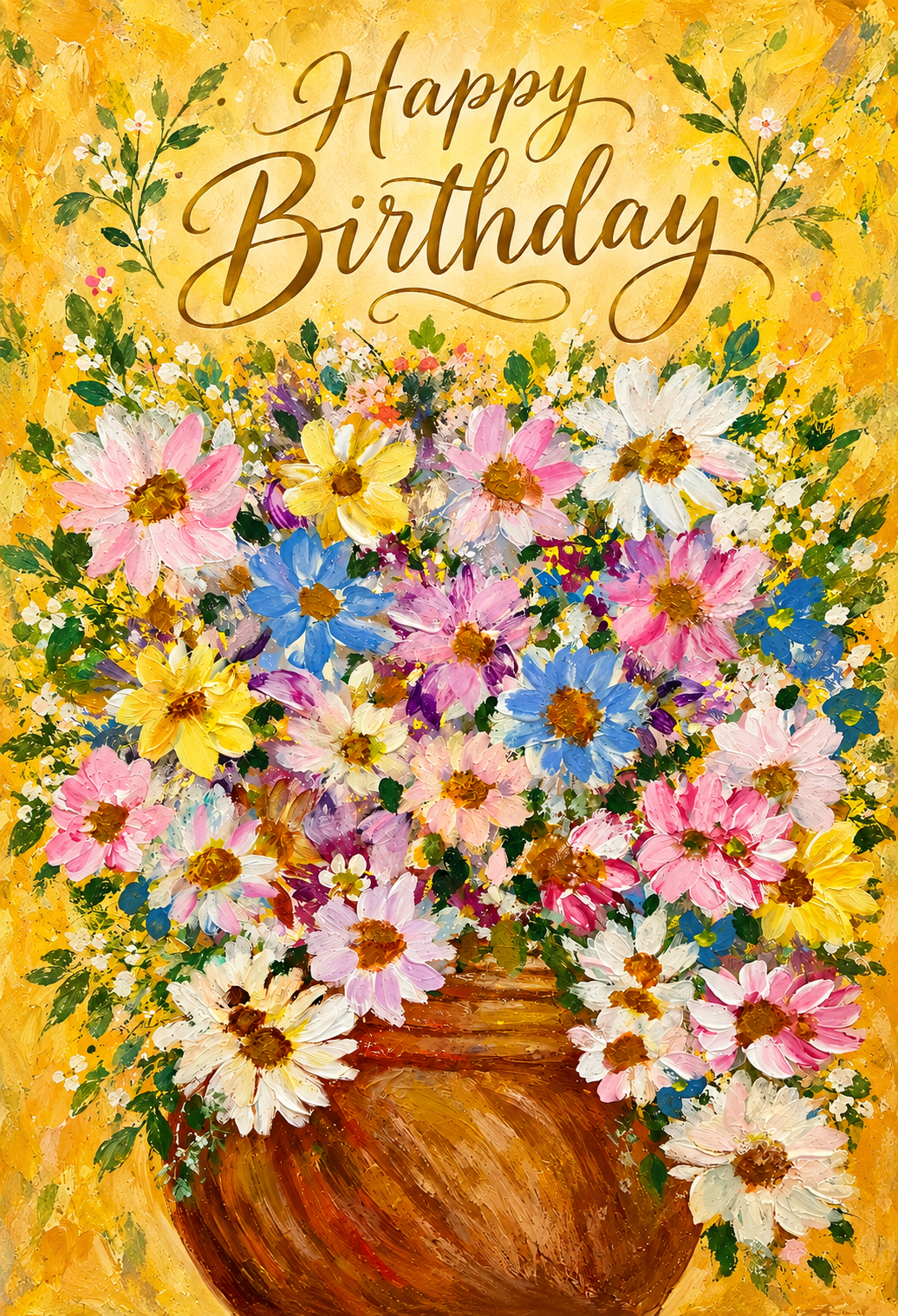Elegant Happy Birthday Floral Gift Bag