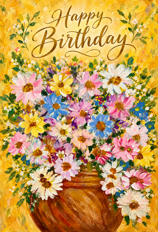 Elegant Happy Birthday Floral Gift Bag