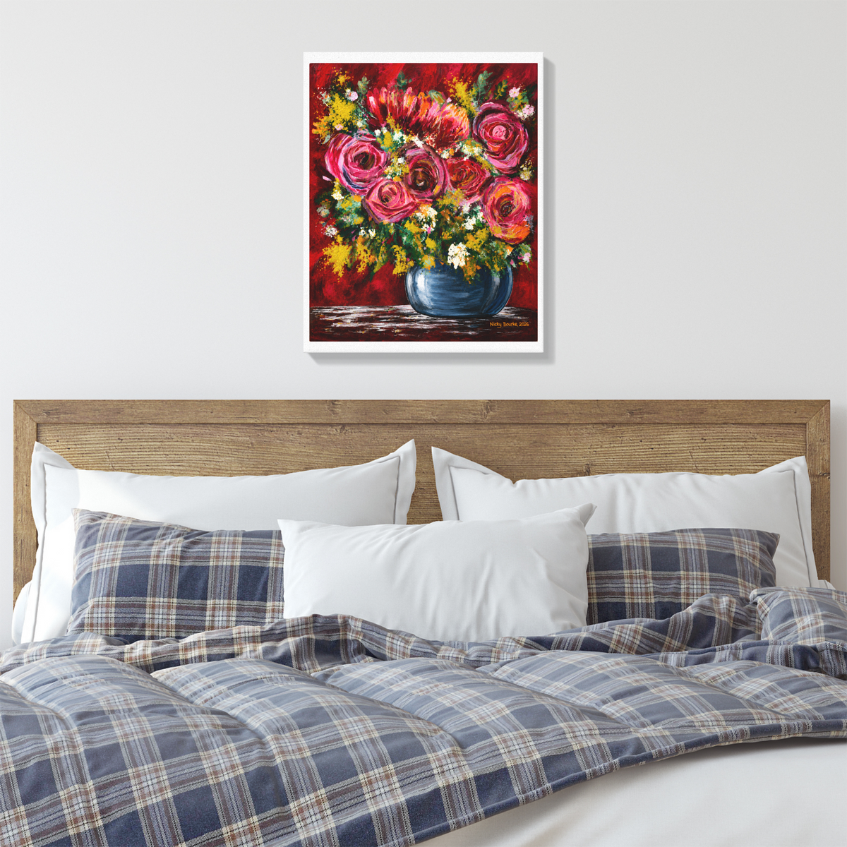 Pink Rose Floral Canvas Wall Art | Art Print by Nicky Bourke