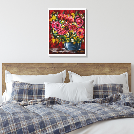 Pink Rose Floral Canvas Wall Art | Art Print by Nicky Bourke