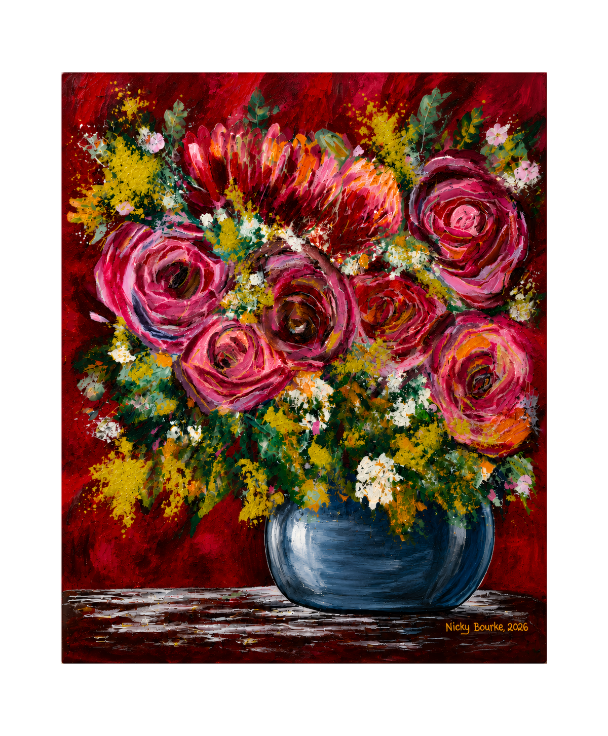 Pink Rose Floral Canvas Wall Art | Art Print by Nicky Bourke